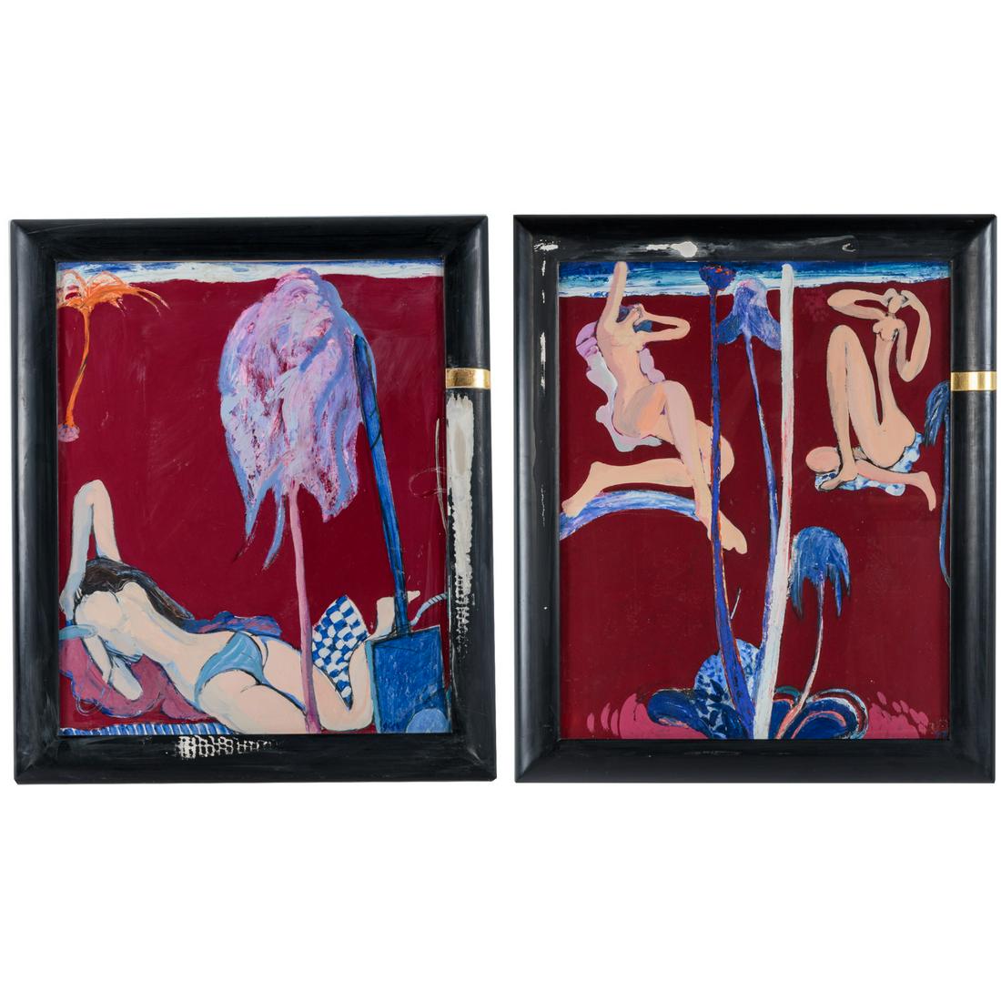 George Sheridan. "Nudes on Red Beach" Diptych (1 of 9)