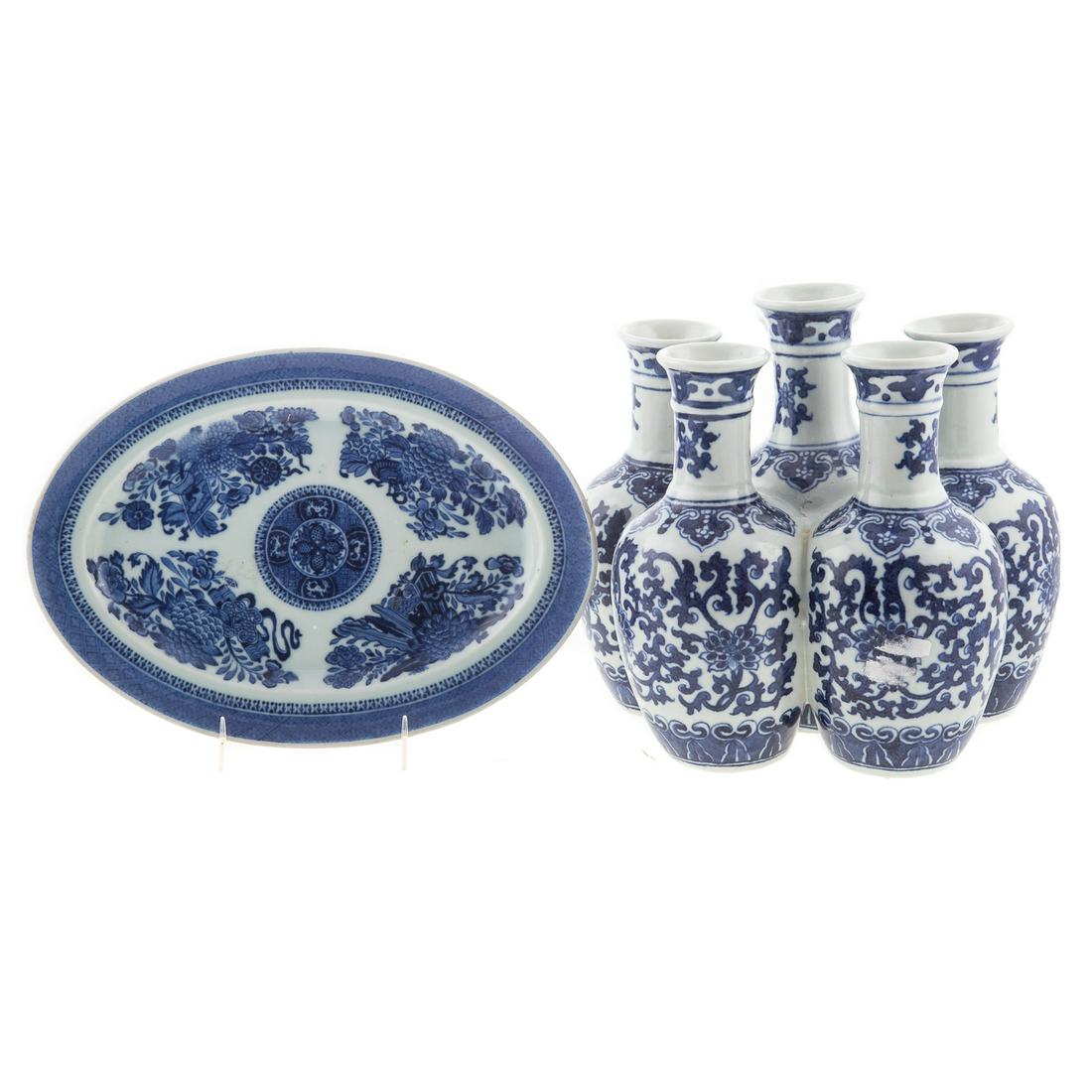 Chinese Export Small Platter & Tulip Vase (1 of 6)