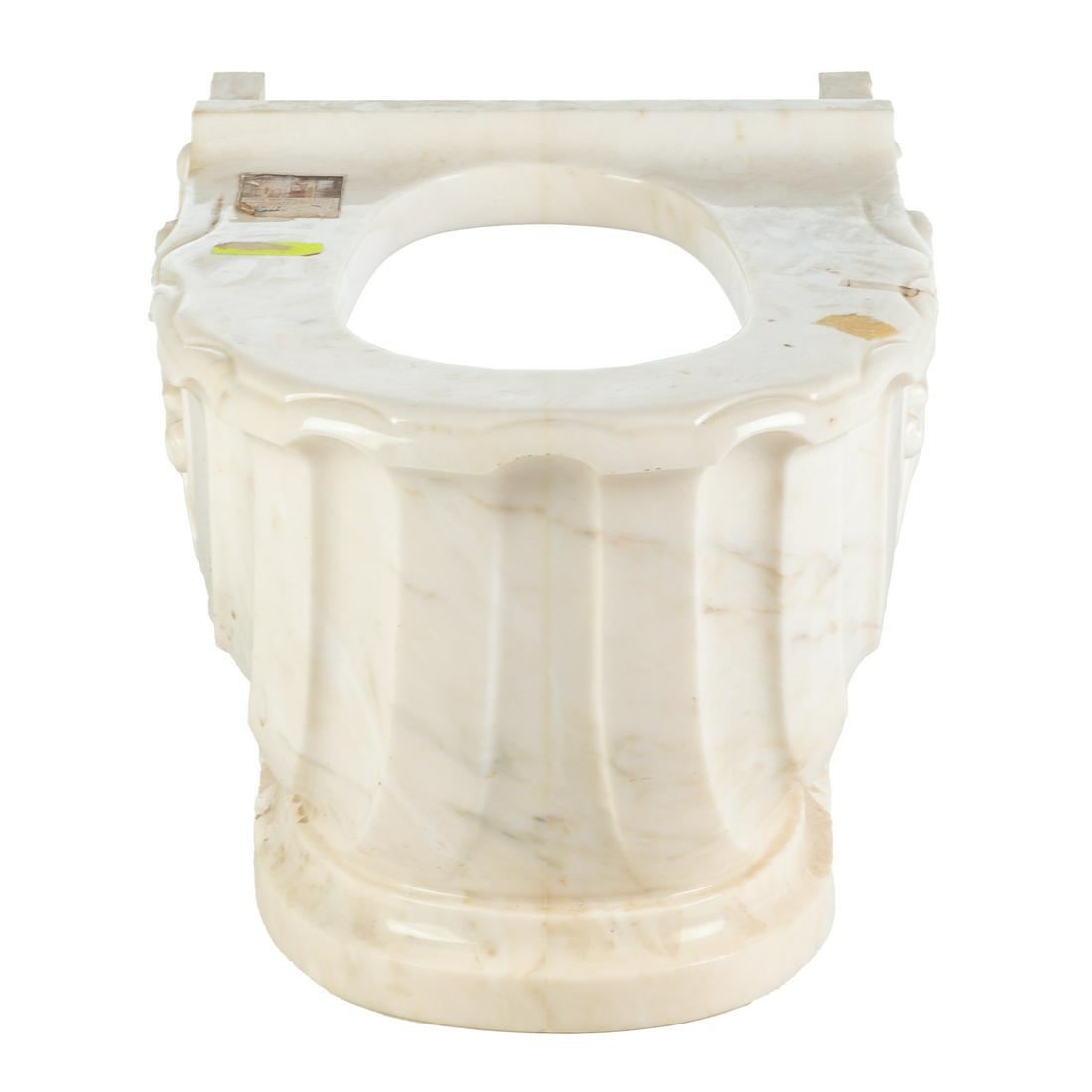 Carved Marble Commode Base: 18 in. H., 20 in. W., 29 in. D.