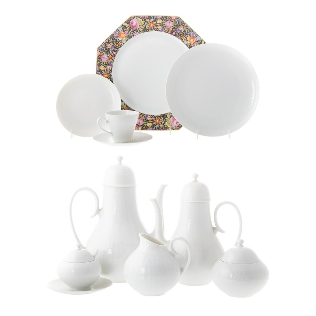 Rosenthal Porcelain Studio Line Dinner Service: Designed by Bjorn Wiinblad(Danish, 1918-2006), in the "Romance" pattern, approx 75 pieces, comprising; dinner plates, lunch plates, bread plates, teaware, and serving pieces.