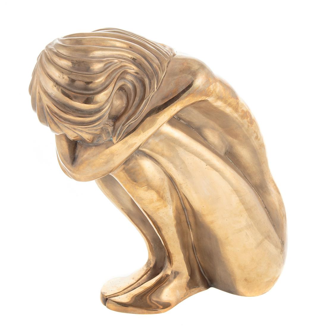 Tom Bennett, Crouching Female Nude Polished Bronze: (American, 1939-2016). Signed "Tom Bennett A/P 1980,"14 in. H.