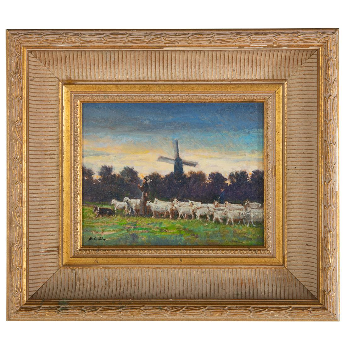 Nathaniel K. Gibbs. "The Shepherdess," oil (1 of 4)