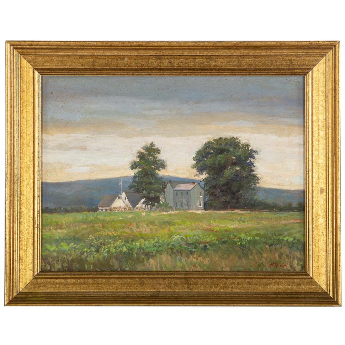Nathaniel K. Gibbs. House in the Field, oil (1 of 4)