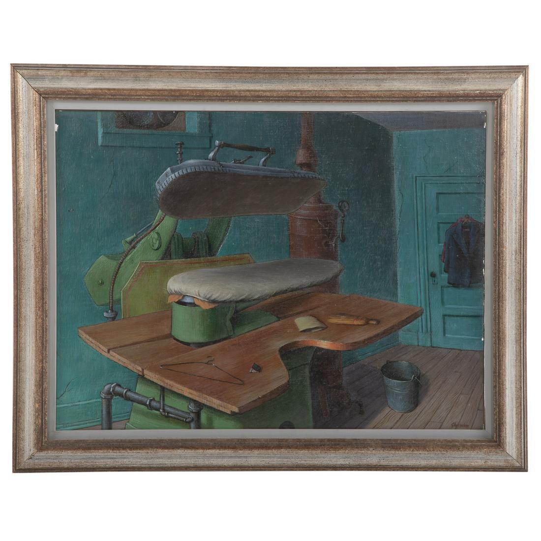 Jacob Glushakow. "Pressing Machine," oil on canvas (1 of 4)
