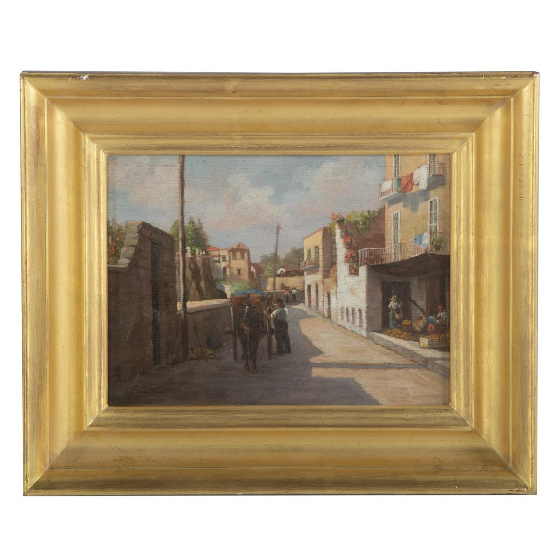 Antonio E. Fiorentino. Italian Street Scene, oil (1 of 5)
