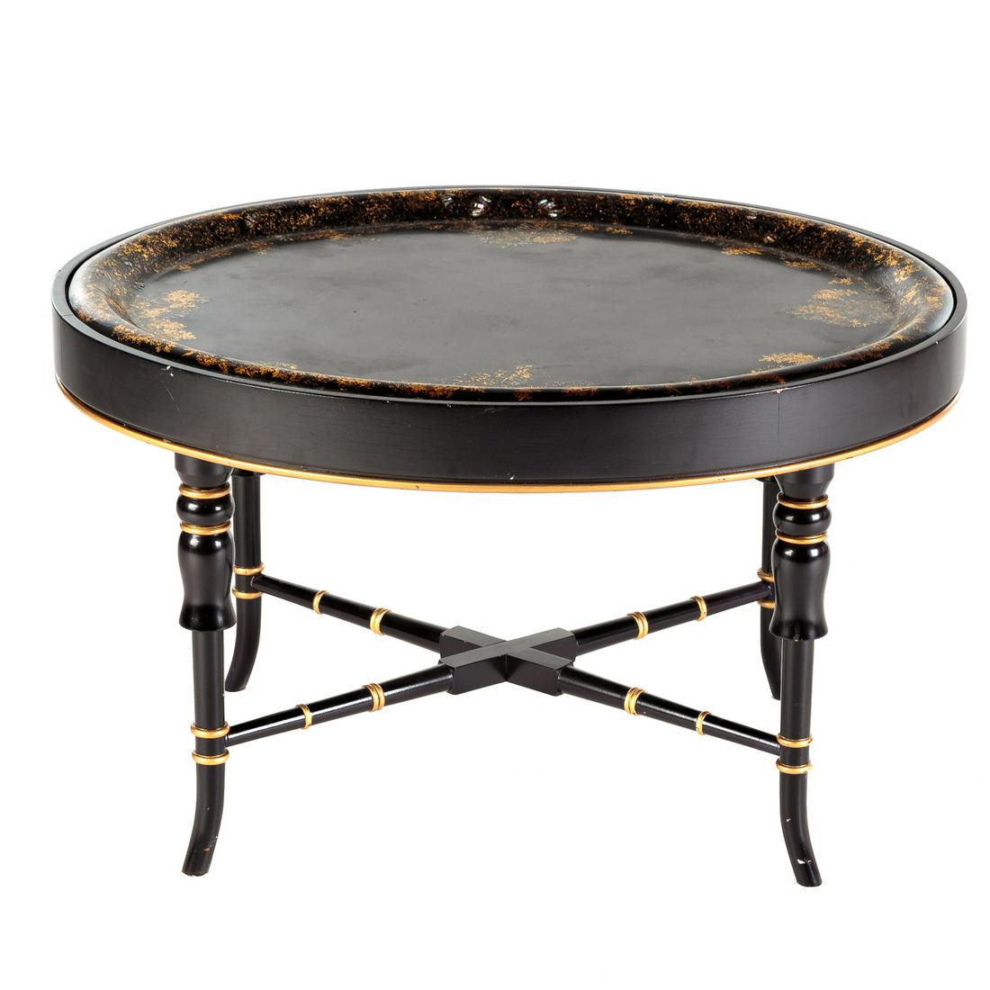 Victorian Gilt-Decorated Ebonized Tray Table (1 of 5)