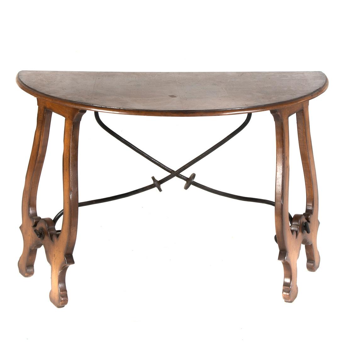 Continental Burled Walnut Demilune Table (1 of 4)