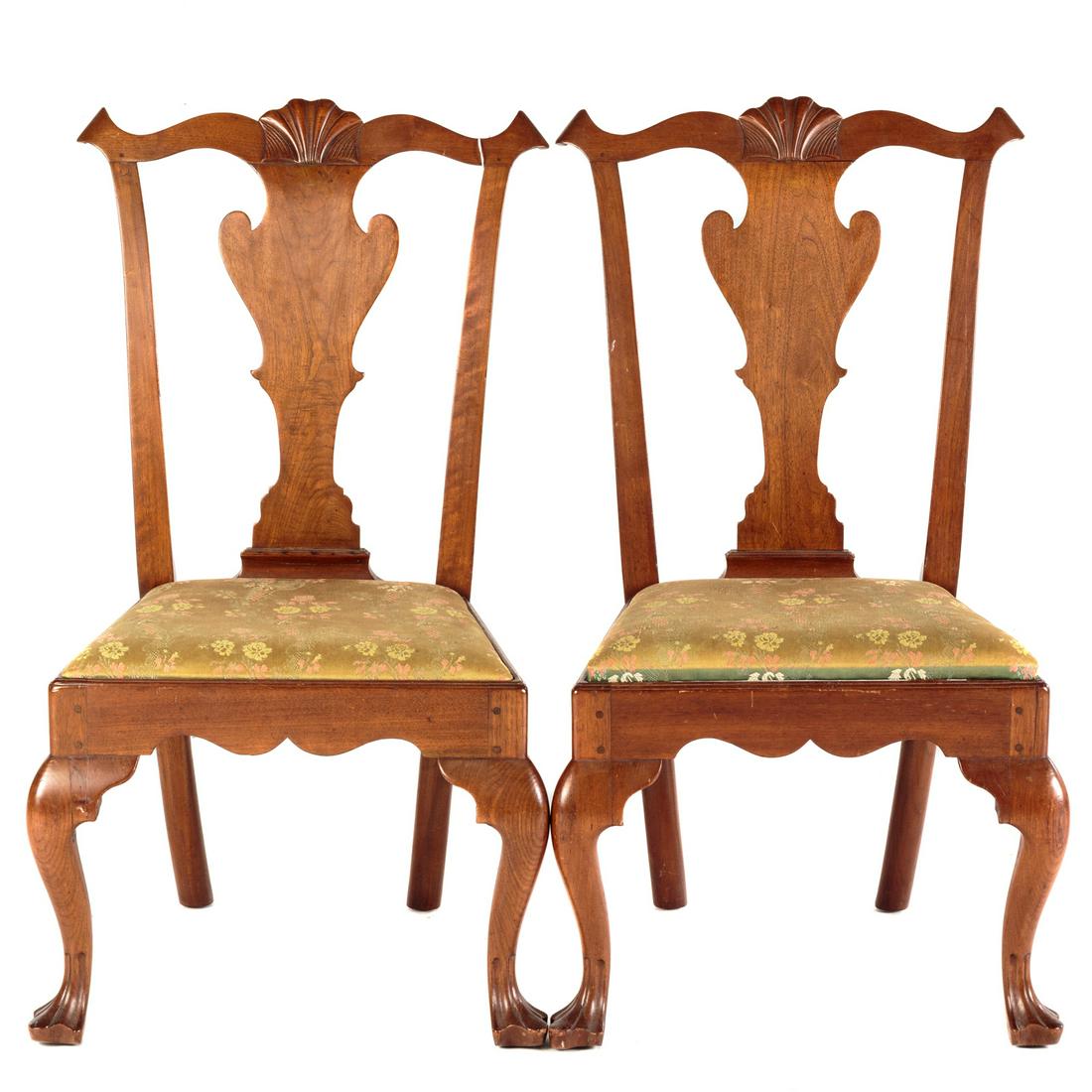 Pair of Federal Walnut Queen Anne Side Chairs (1 of 6)