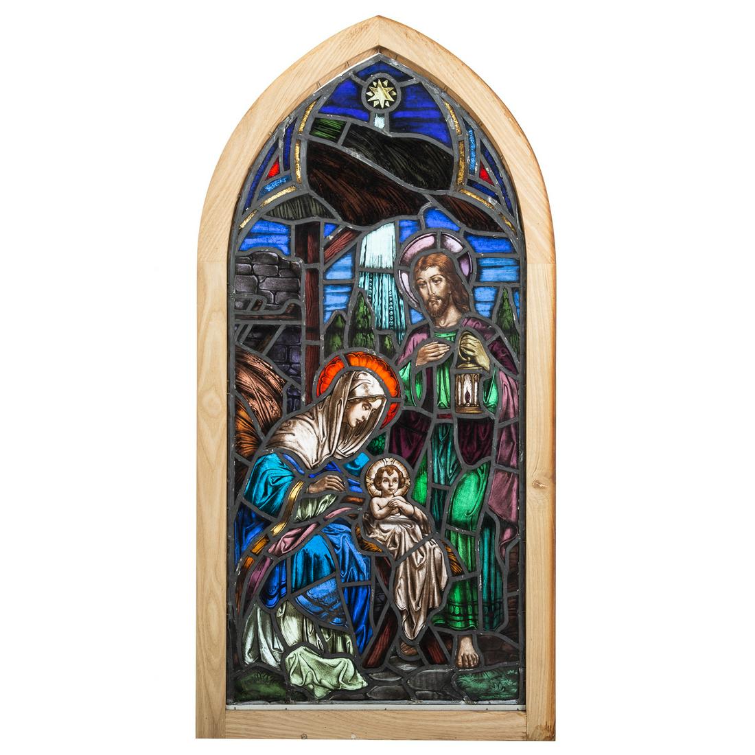 Continental Stained Glass Panel of The Nativity (1 of 4)
