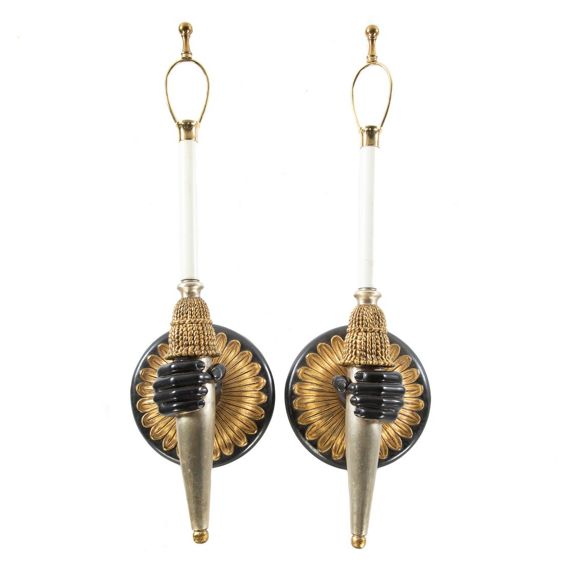 Pair of Venetian Style Carved Wood Hand Sconces (1 of 4)