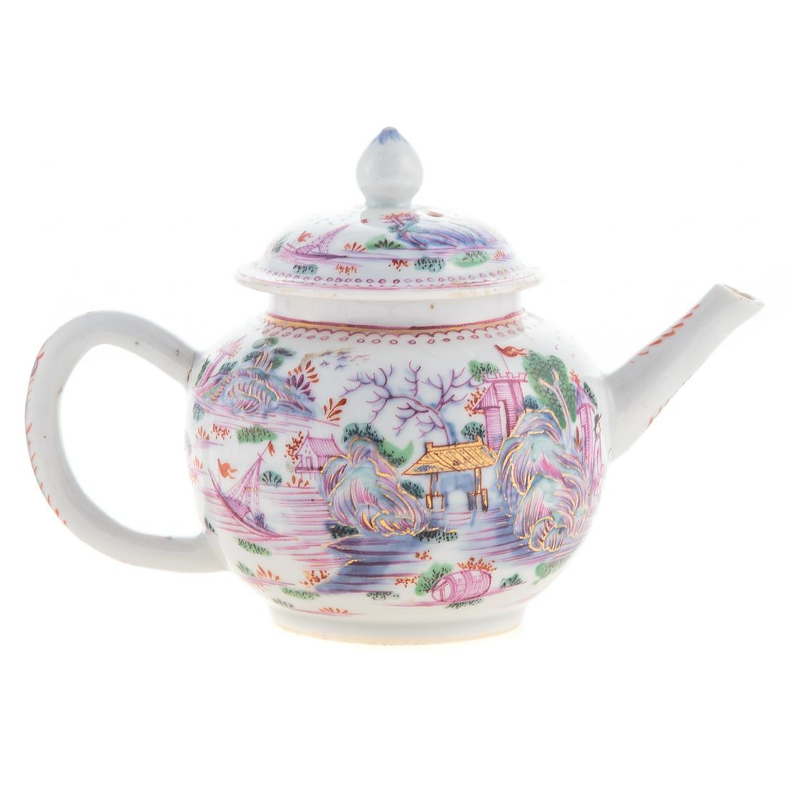 Chinese Export Globular Teapot in Meissen Manner (1 of 5)
