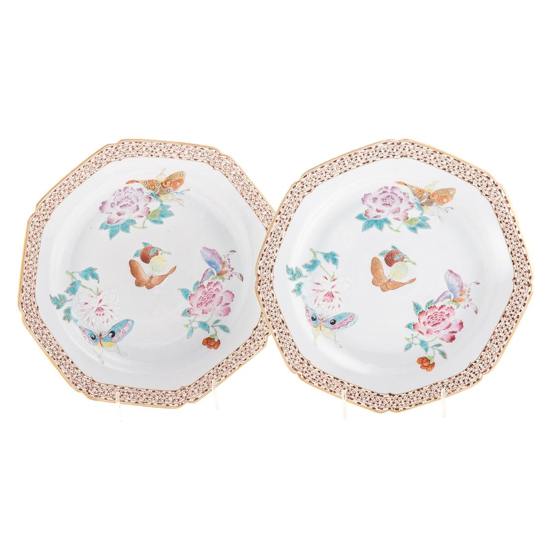 Pair of Chinese Export Famille Rose Plates (1 of 5)