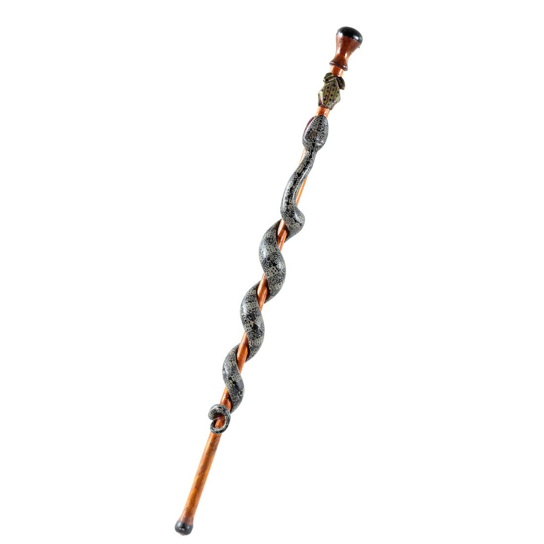 Amer. Carved/Painted Wood Folk Art Walking Stick (1 of 4)