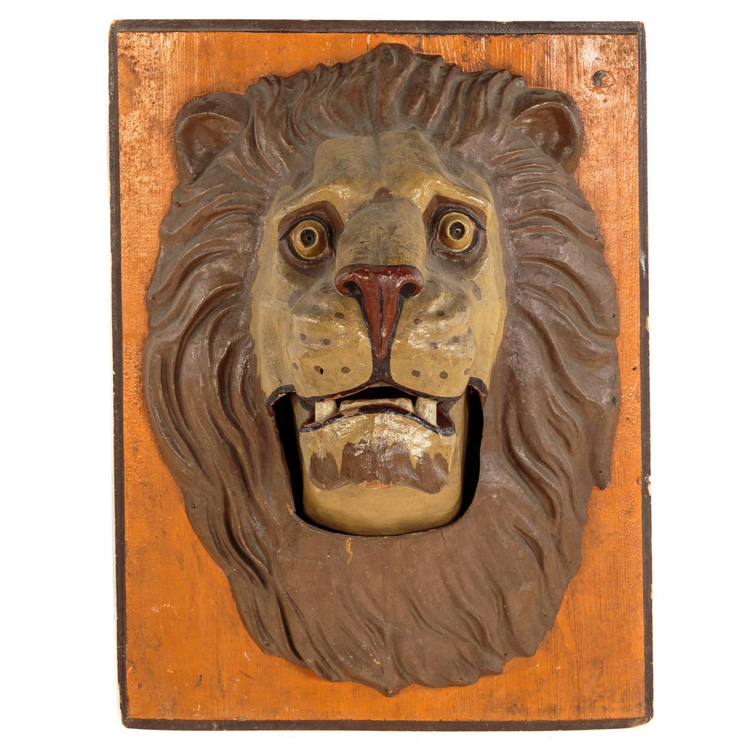 Painted Papier Mache Articulated Lion Mask (1 of 4)