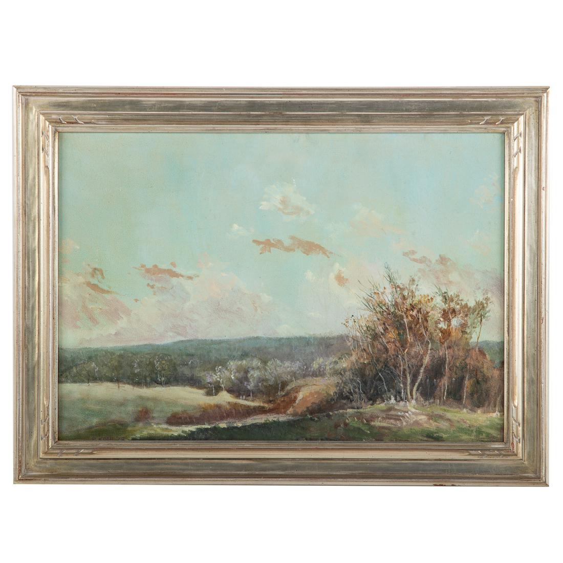 Philip Koch. "Winter Landscape," oil on canvas: (American, b. 1948). Signed and dated "P. Koch, '72" ll, signed, titled and dated on verso, 14 x 20 in., framed. Estate of Amelia Trevelyan, Art Historian and noted scholar of the indigenous arts of t