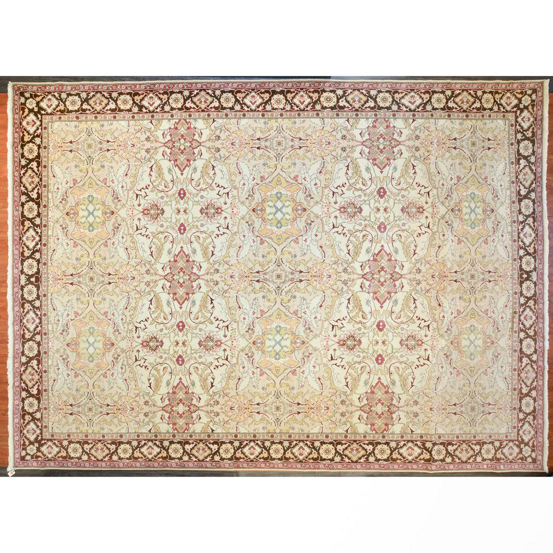 Stark Persian Style Carpet, 12.6 x 17.6: Modern; hand-knotted, wool pile on cotton foundation.