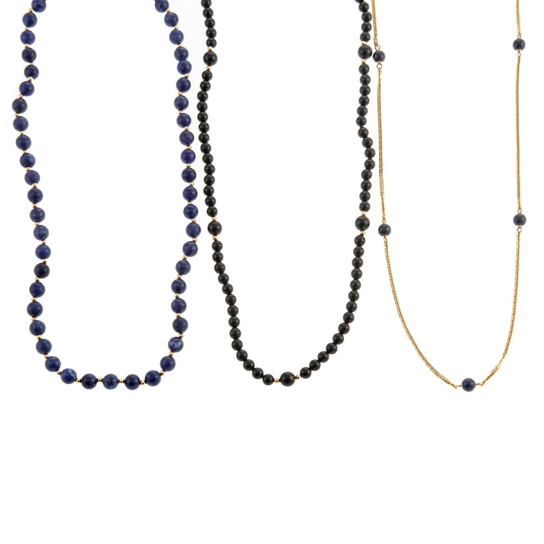 A Collection of Lapis Lazuli & Onyx Necklaces (1 of 7)