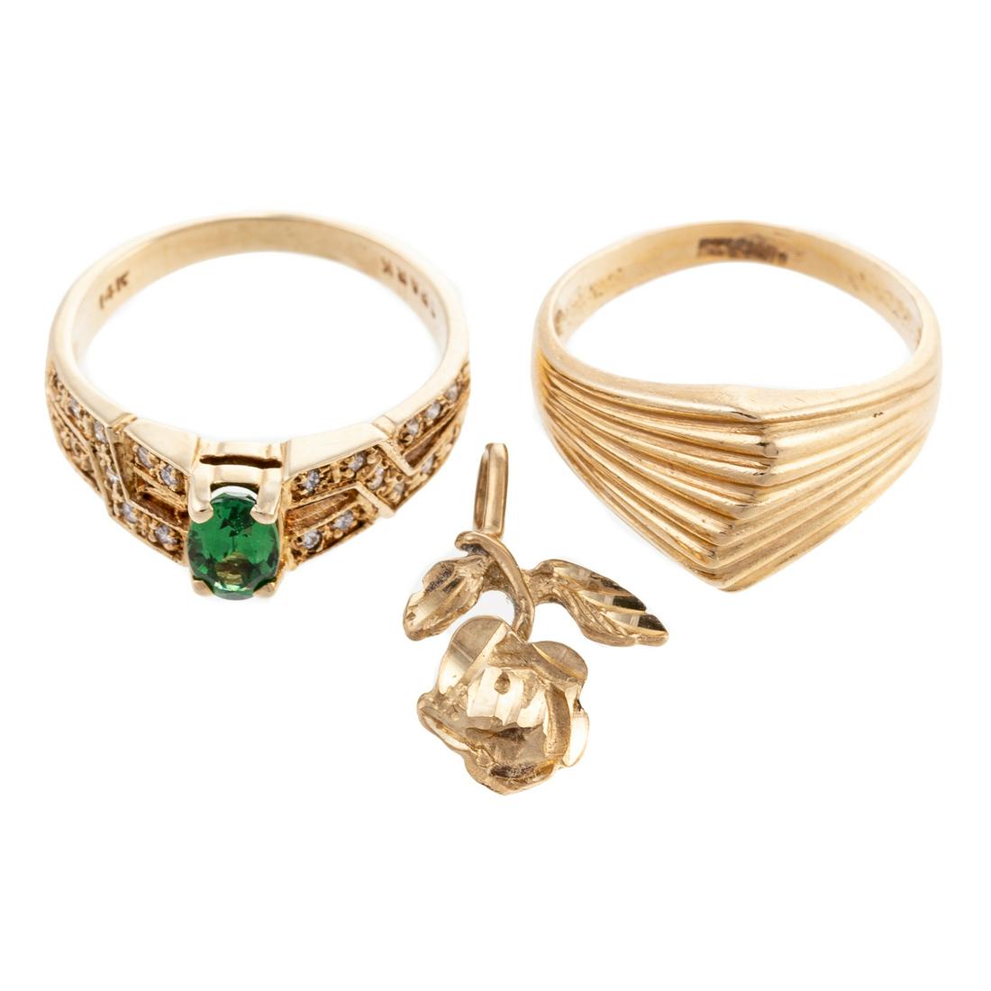 A Gemstone Ring, Ridged Ring & Pendant in 14K (1 of 9)