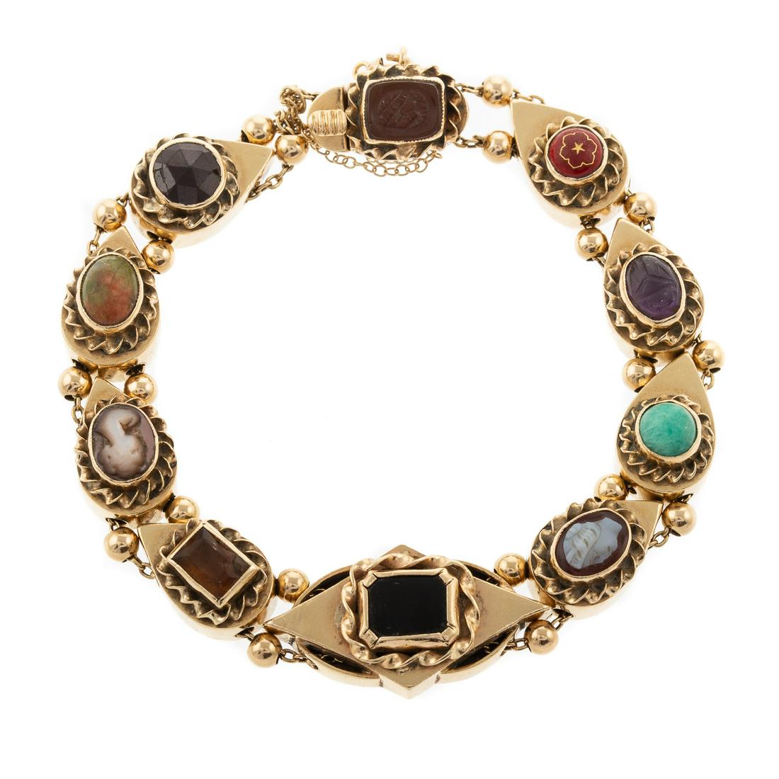 A 14K Victorian Style Gemstone Slide Bracelet (1 of 7)