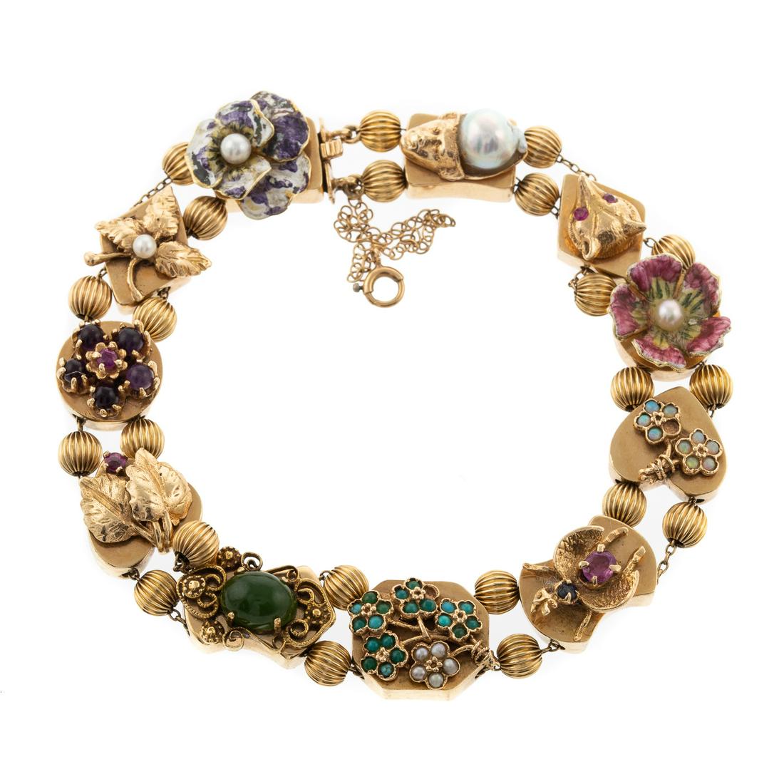 A 14K Victorian Style Floral Slide Bracelet (1 of 6)