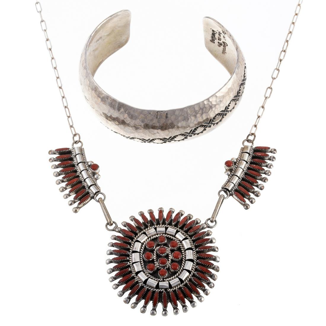 A Sterling Coral Zuni Necklace & Simon Garcia Cuff (1 of 7)