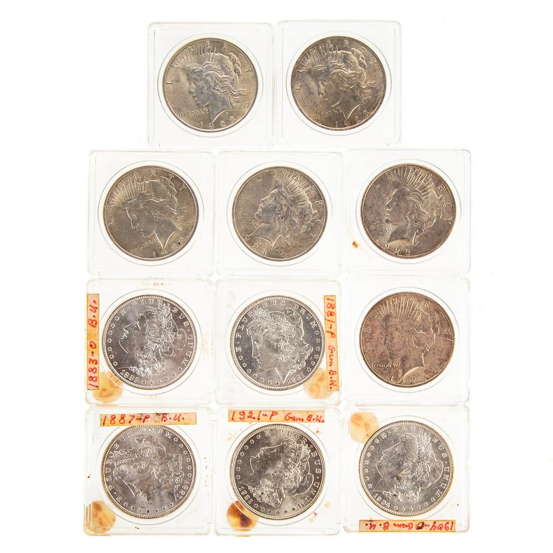 Five MS61-63 Morgans & Six AU/Unc Peace Dollars (1 of 7)
