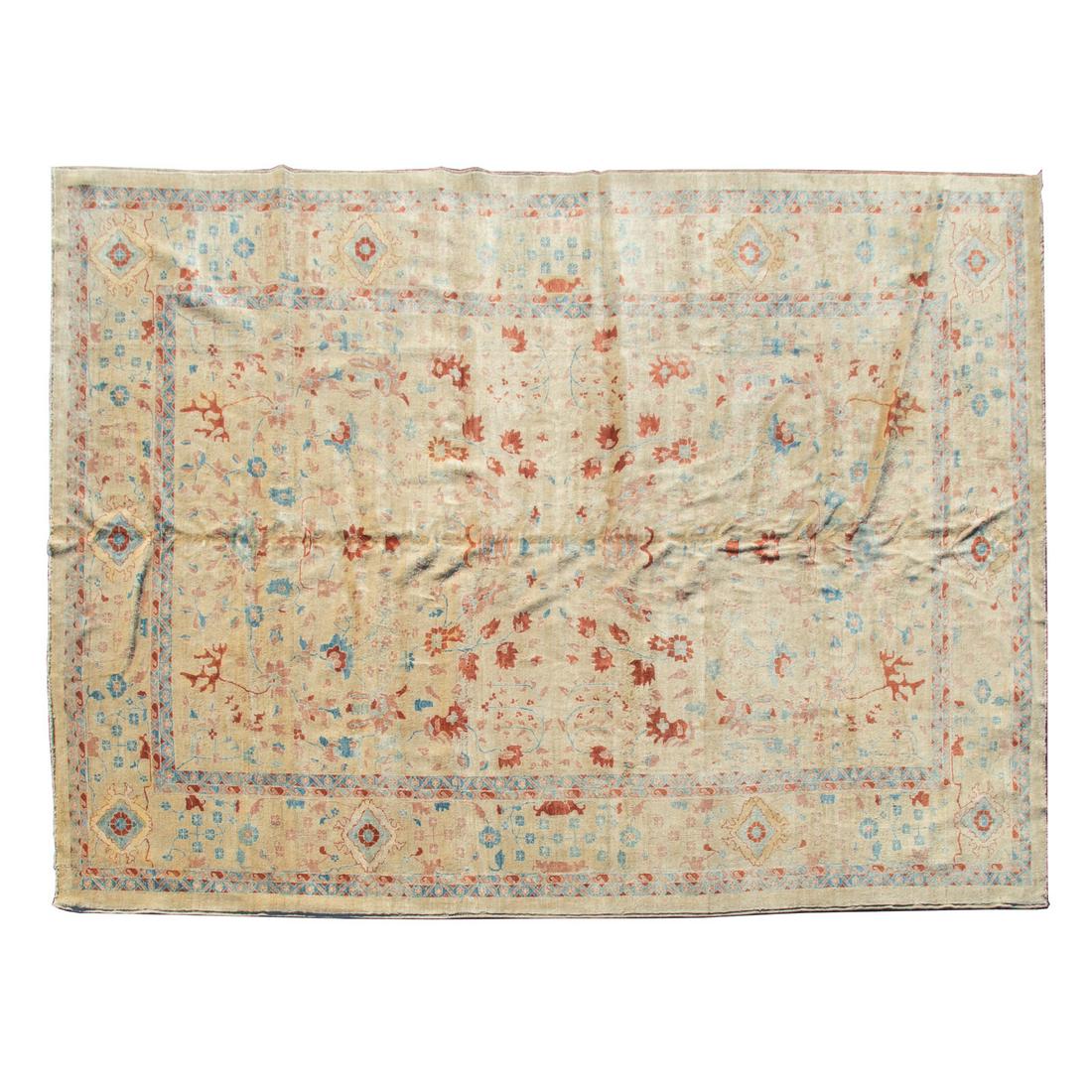 Peshawar Agra Carpet, Pakistan, 9.8 x 13.8: Modern; hand-knotted, wool pile on cotton foundation.