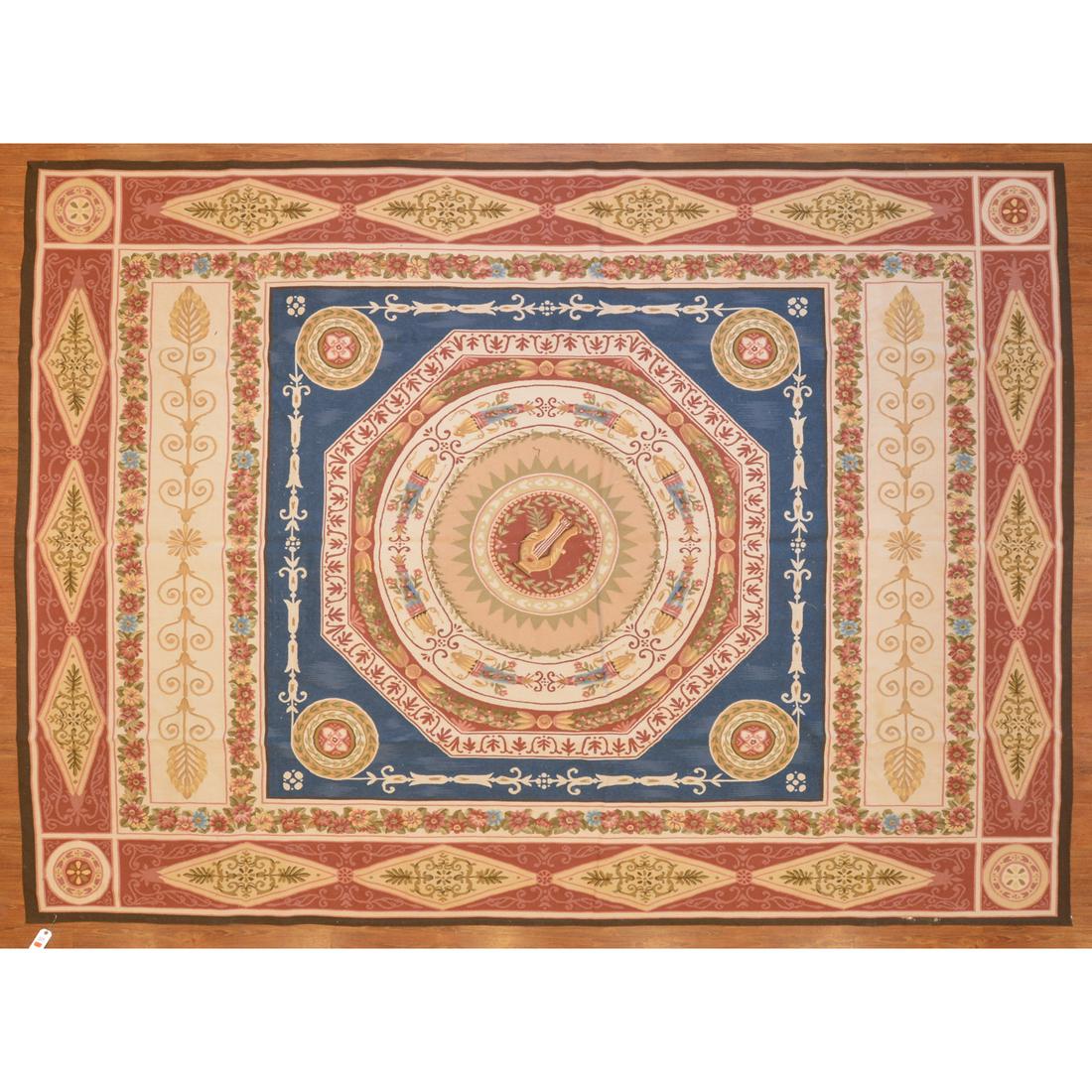 Aubusson Carpet, China, 9 x 12: Hand-woven, wool pile on cotton foundation.