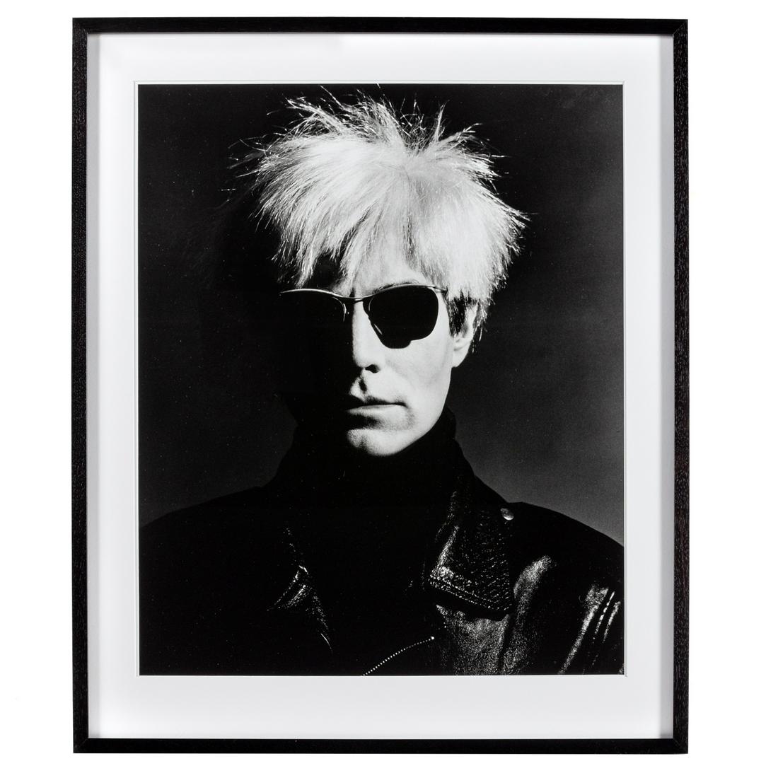 Greg Gorman. "Andy Warhol," silver gelatin print: (American, b. 1949). 1986, unsigned, 23 x 18 3/4 in., framed. Arthur Roger Gallery, New Orleans, LA label on verso.