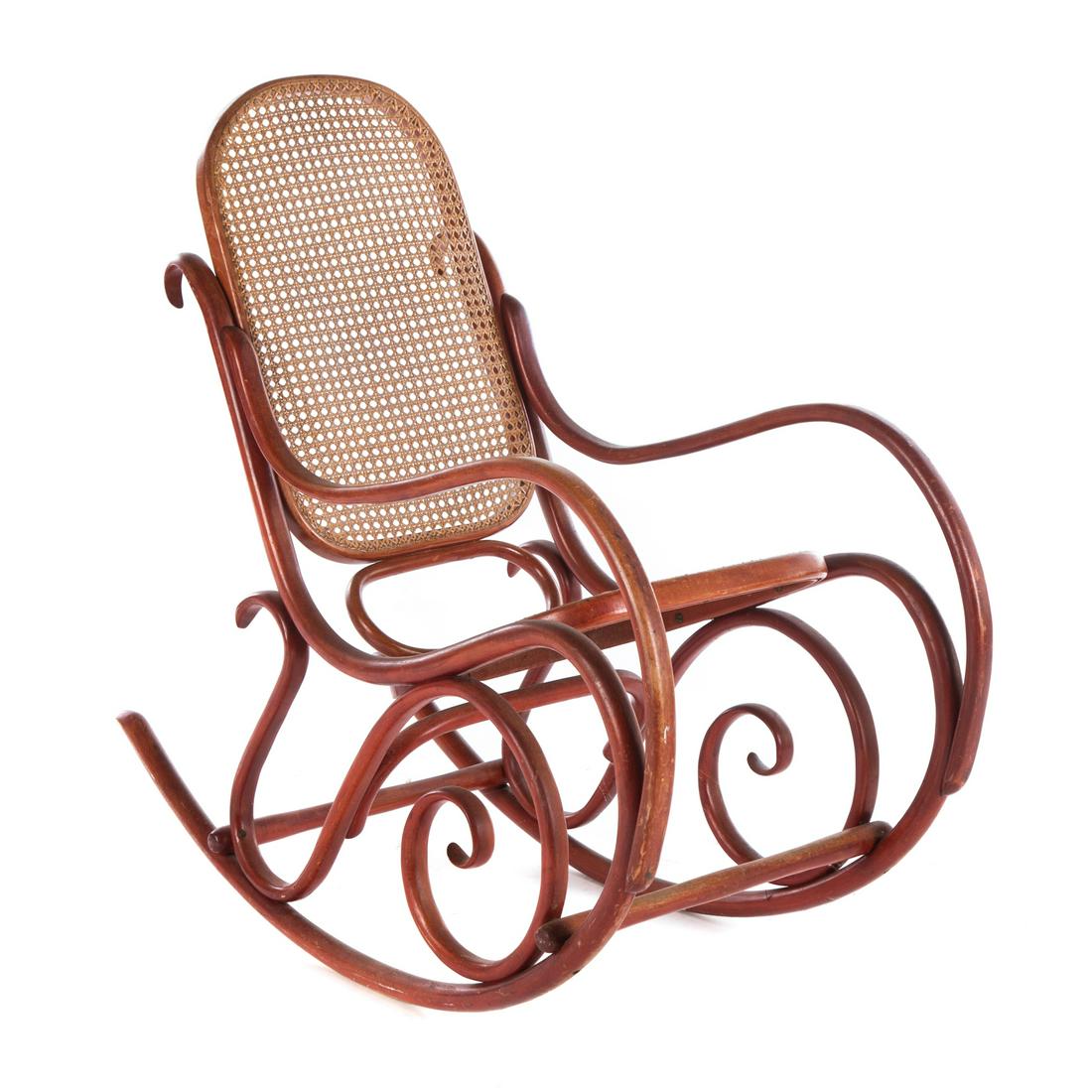 American Painted Bentwood Cane Seat Rocker (1 of 6)