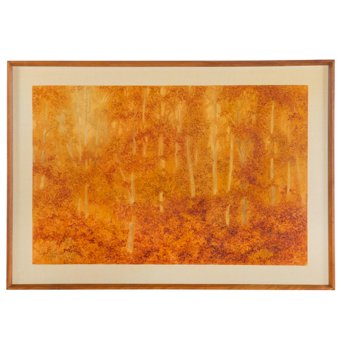Lee Weiss. "Apricot Sky and Trees," watercolor (1 of 5)