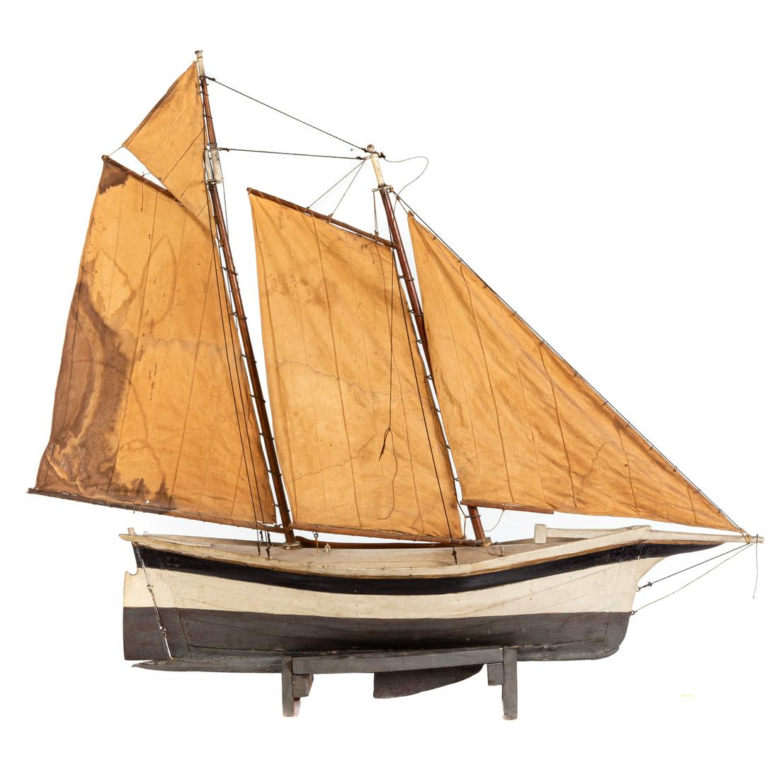 Primitive Manner Painted Wood Pond Schooner (1 of 6)