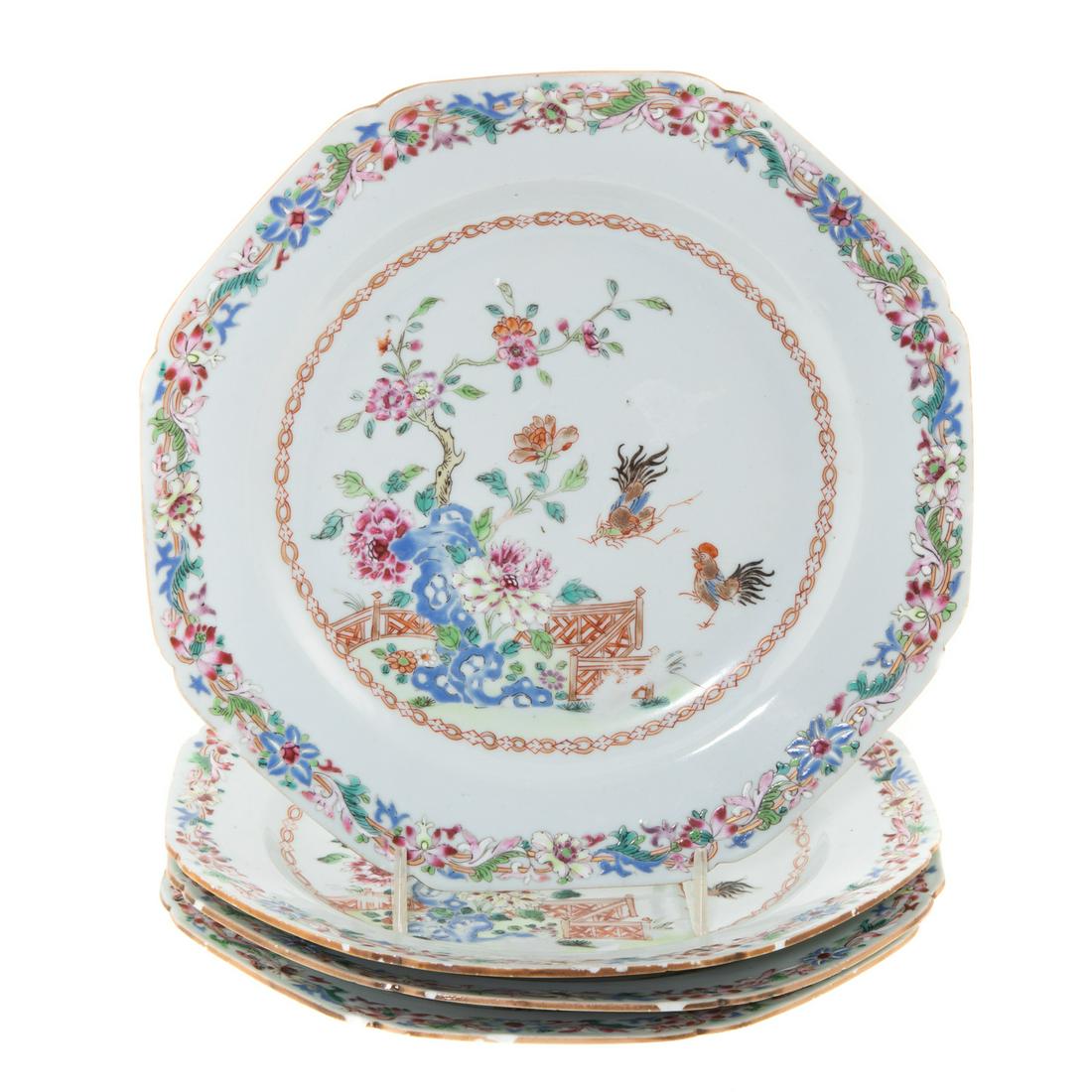 Four Chinese Export Famille Rose Plates (1 of 8)