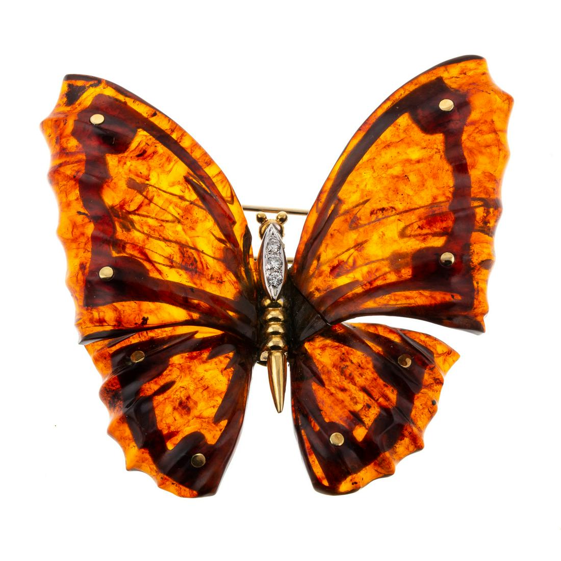 A Vintage Amber Butterfly Brooch in 18K (1 of 5)