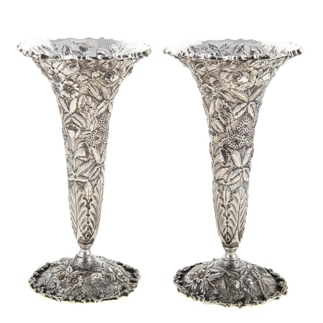A Pair S Kirk & Son Co. Sterling Repousse Vases (1 of 5)