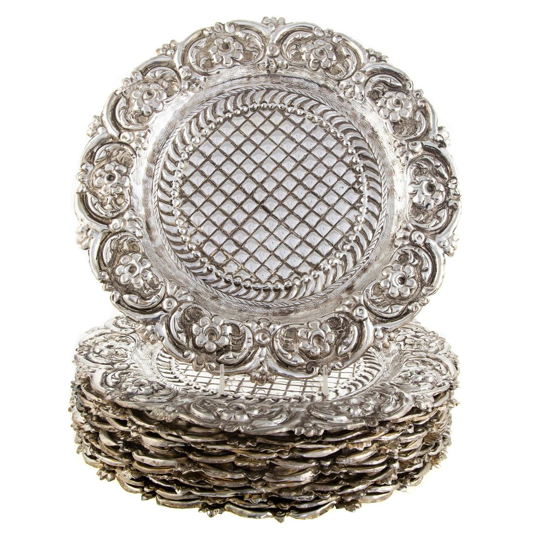 Twelve Baroque Style Silver Plated Chargers (1 of 6)
