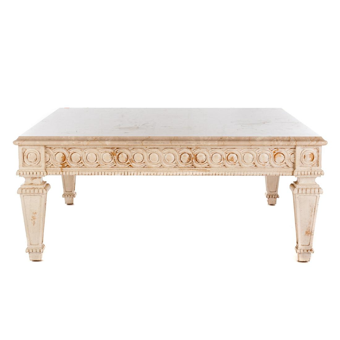 Louis XVI Style Square Marble Top Coffee Table (1 of 4)