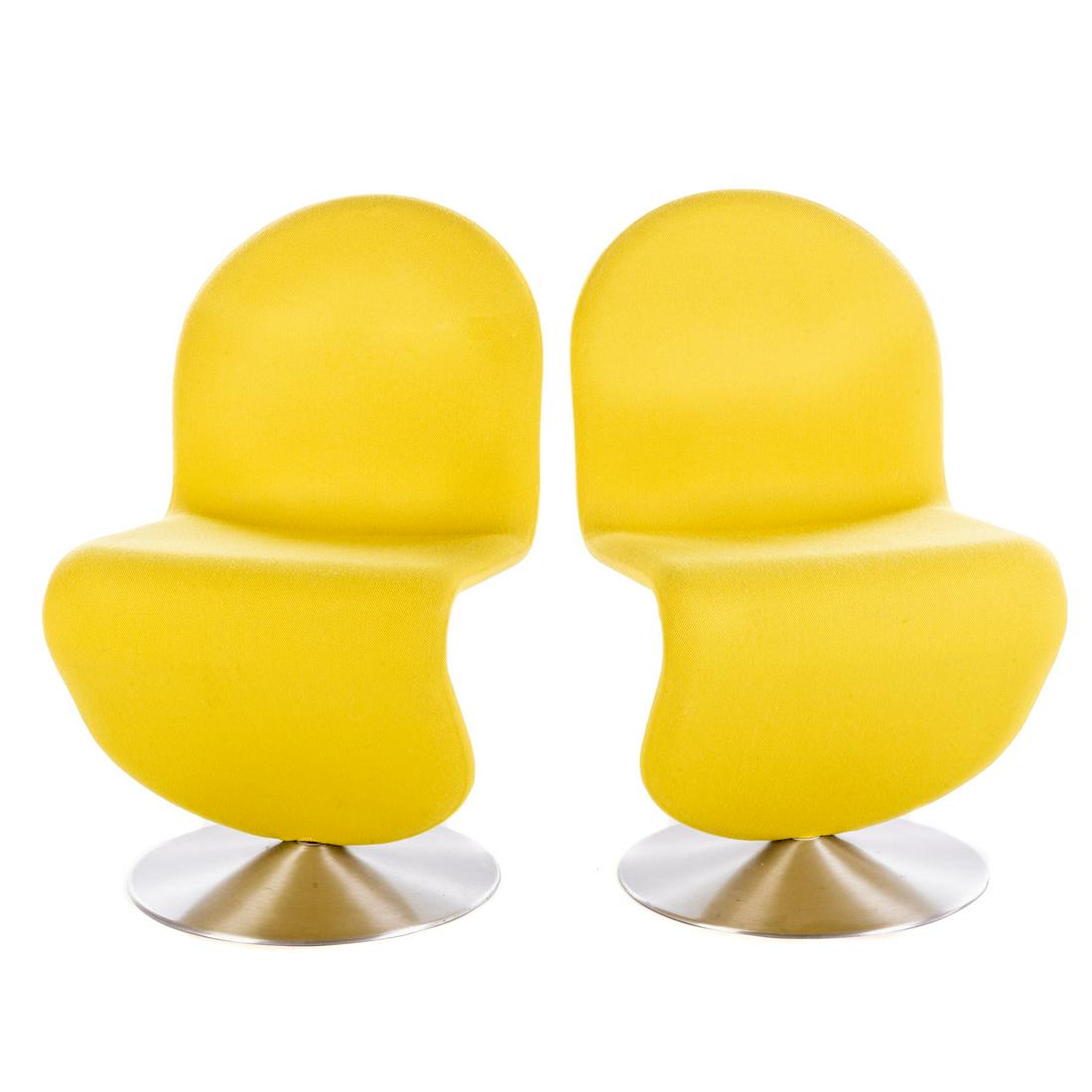 A Pair of Verner Panton Yellow Modern Chairs (1 of 5)