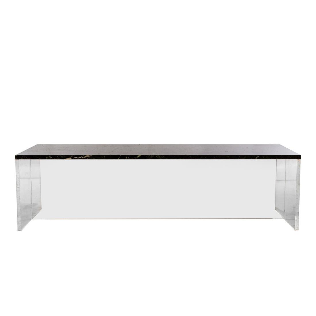 Contemporary Marble & Lucite Coffee Table