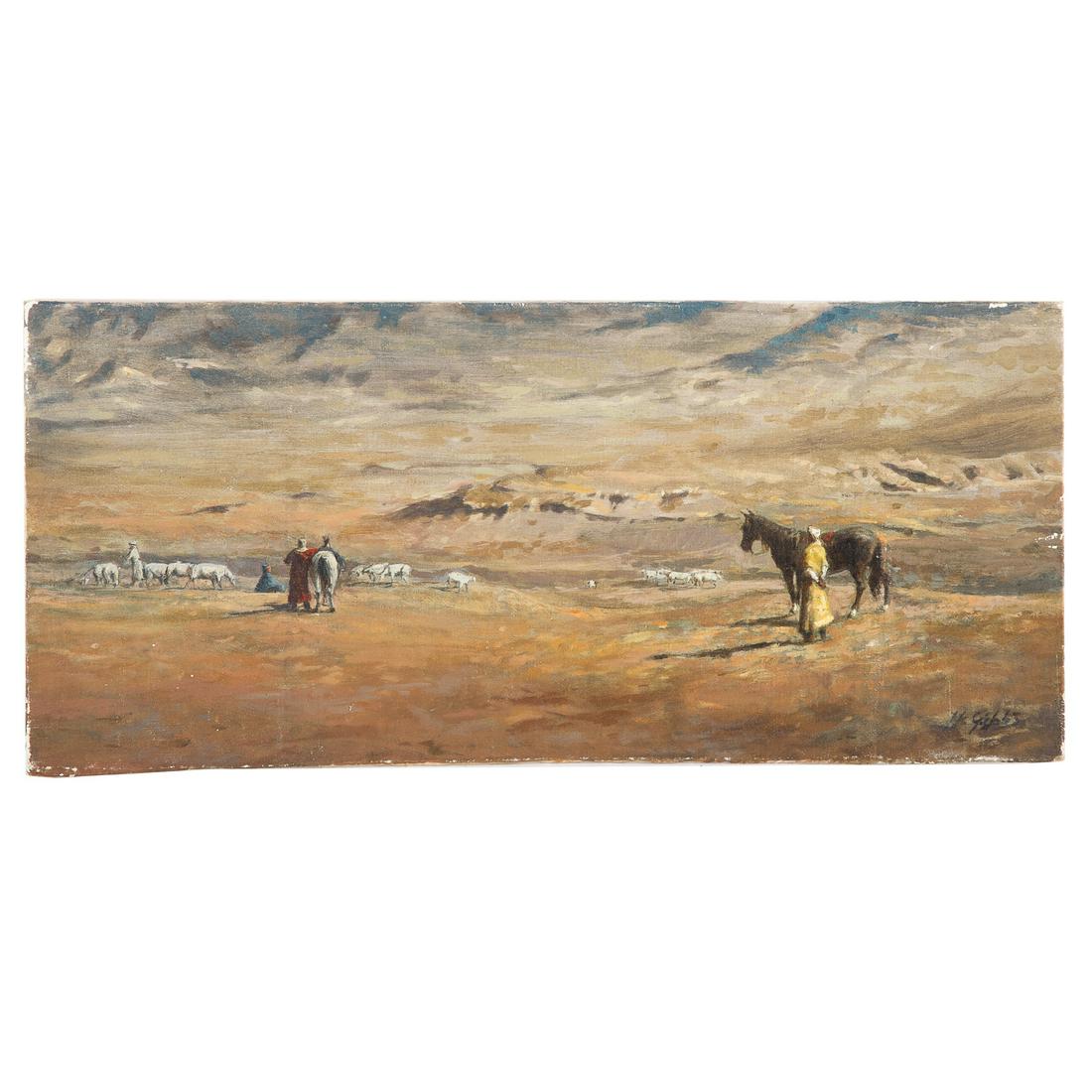 Nathaniel K. Gibbs. Onlooker in Desert, oil (1 of 3)