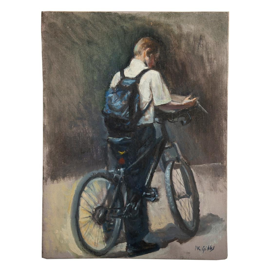 Nathaniel K. Gibbs. The Bicycle Rider, oil (1 of 4)