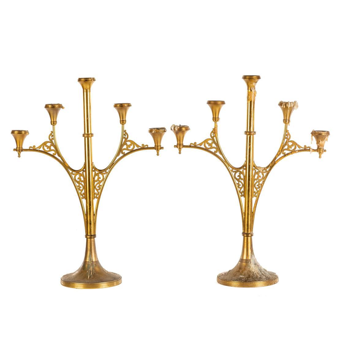 A Pair of Art Nouveau Gilt Metal Candelabra (1 of 7)