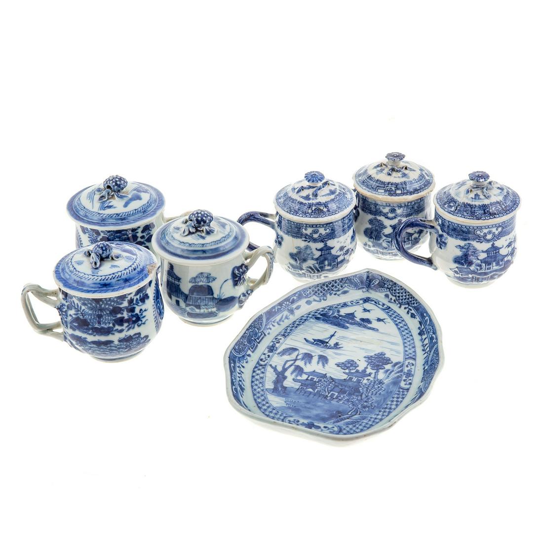 Six Chinese Export Pot de Cremes & Dish (1 of 8)