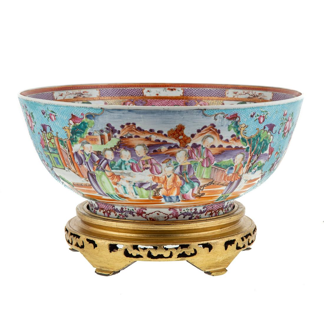Large Mandarin Palette Turquoise Punch Bowl (1 of 14)