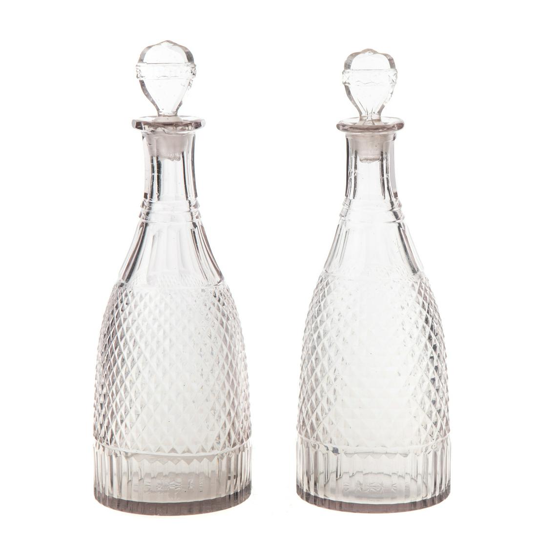 2 Anglo-Irish Cut & Faceted Glass Bitters Bottles (1 of 6)