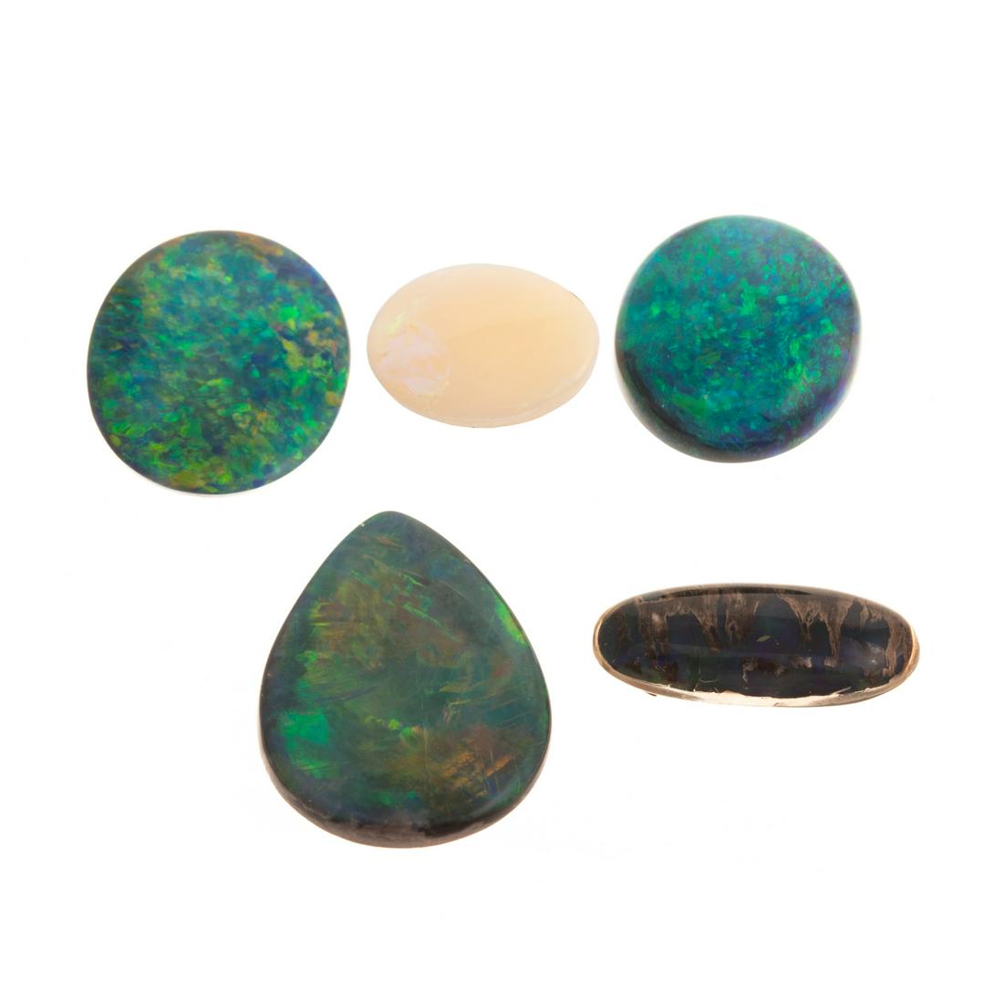 A Collection of 5 Loose Black & Boulder Opals (1 of 6)