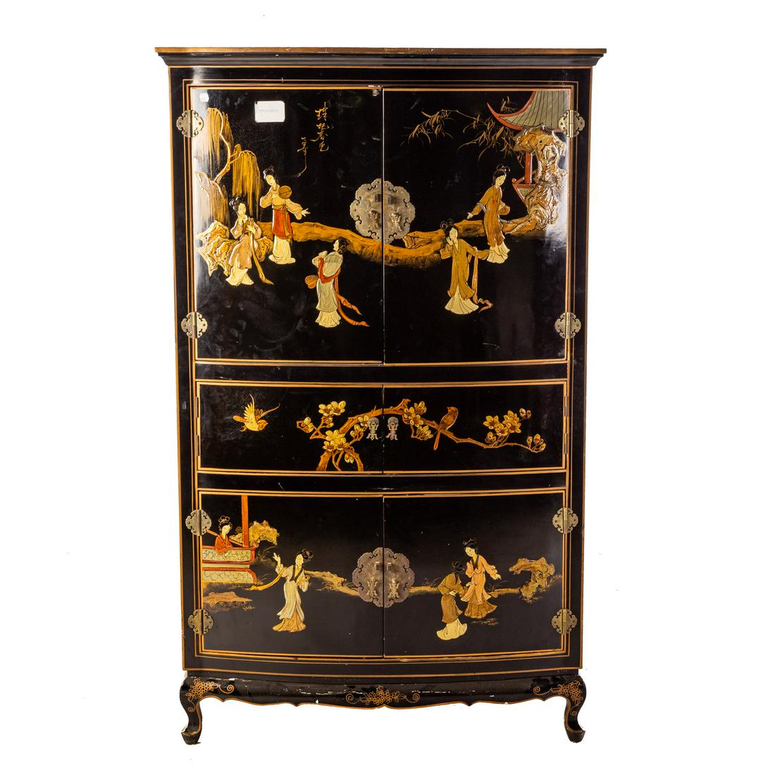 Chinese Chippendale Styled Japanned Cabinet (1 of 5)