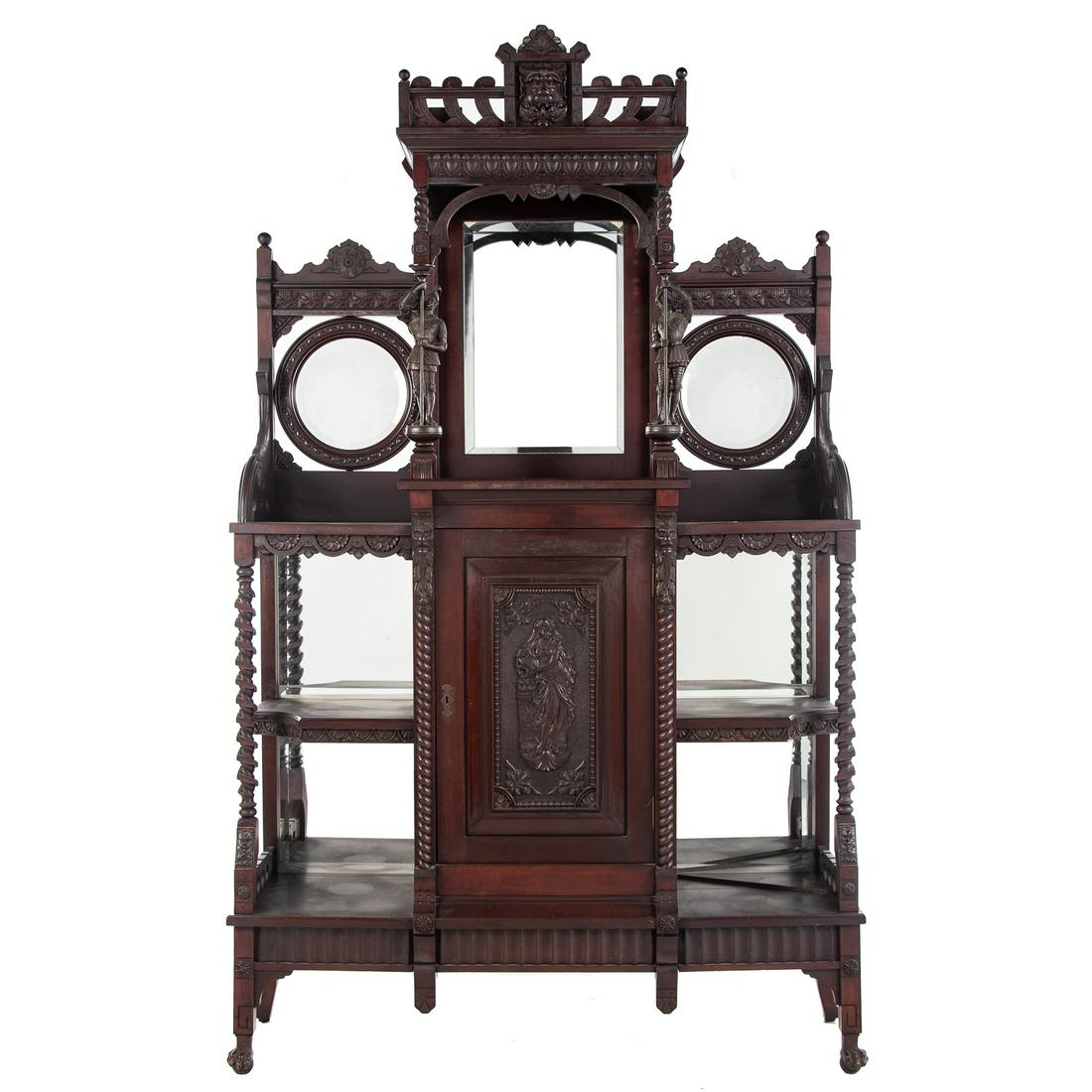 American Renaissance Revival Carved Walnut Etagere (1 of 6)
