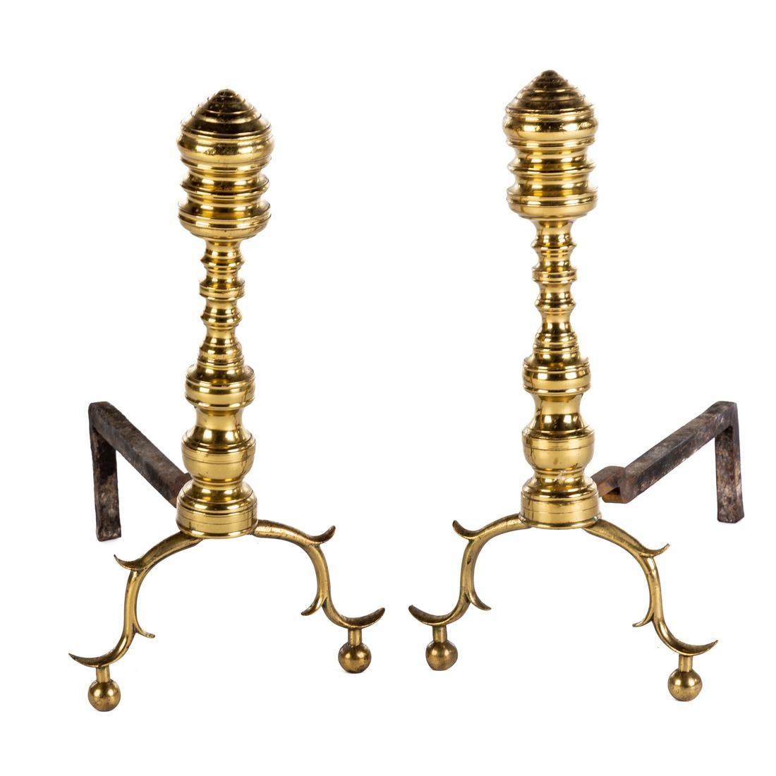A Pair of Federal Chippendale Style Andirons (1 of 2)