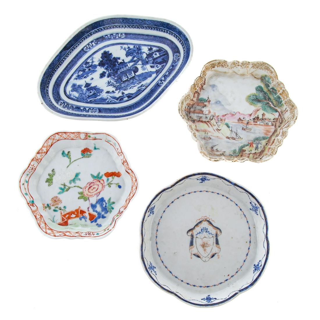 Four Chinese Export Porcelain Teapot Stands (1 of 6)